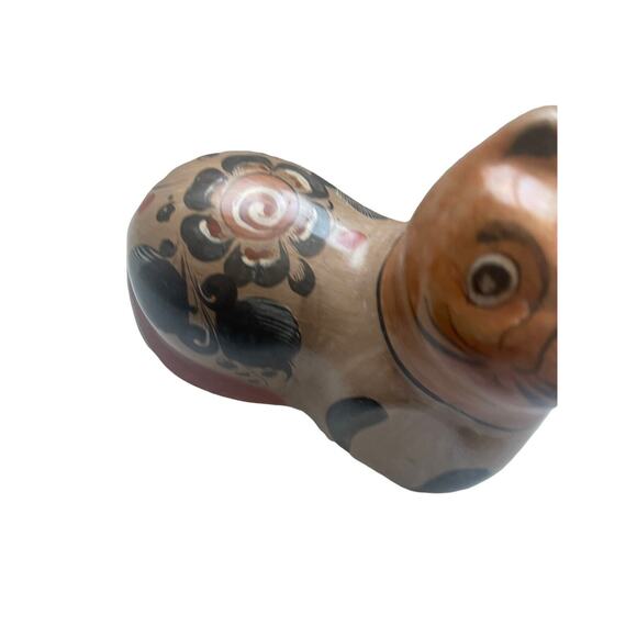 Vintage Tonala Mexican Pottery Cat Art Figurine Statue 7.5 X 7 coral orange - Picture 3 of 9